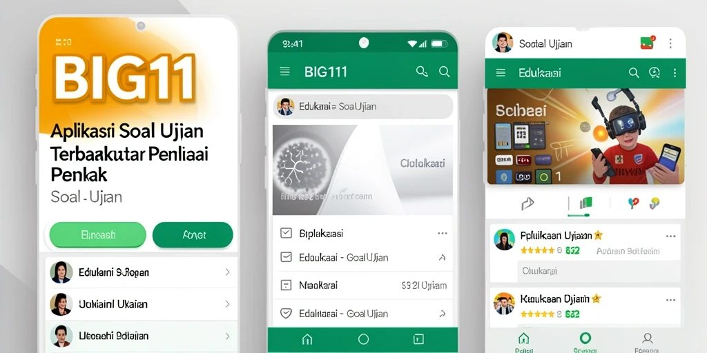 Tampilan antarmuka aplikasi Soal Ujian BIG11 yang user-friendly.