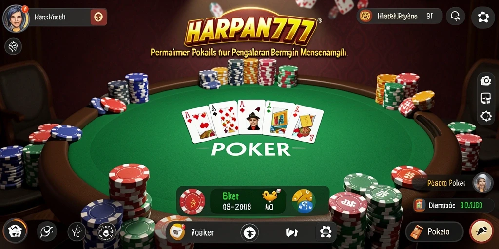 Tampilan antarmuka menarik dari permainan Poker di HARAPAN777.