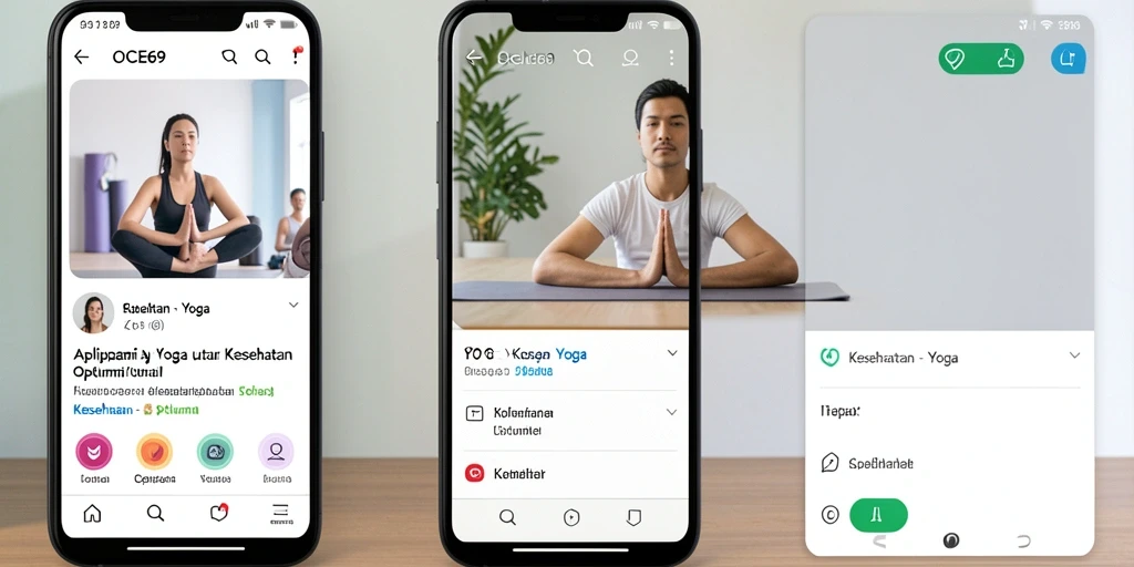 Tampilan antarmuka aplikasi Yoga OCE69 yang sederhana dan mudah digunakan.