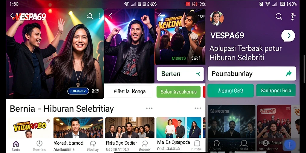 Antarmuka VESPA69 yang modern dan menarik untuk berita selebriti.