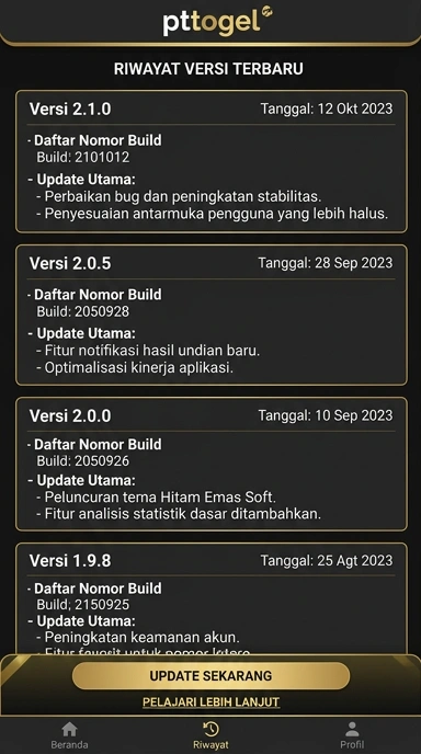 Riwayat Versi pttogel untuk Pengguna Android Indonesia